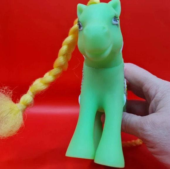 Gigo Carousel Circus Pony Green Flowers Merry Go Round Yellow Mane Tail Vintage - Picture 7 of 7